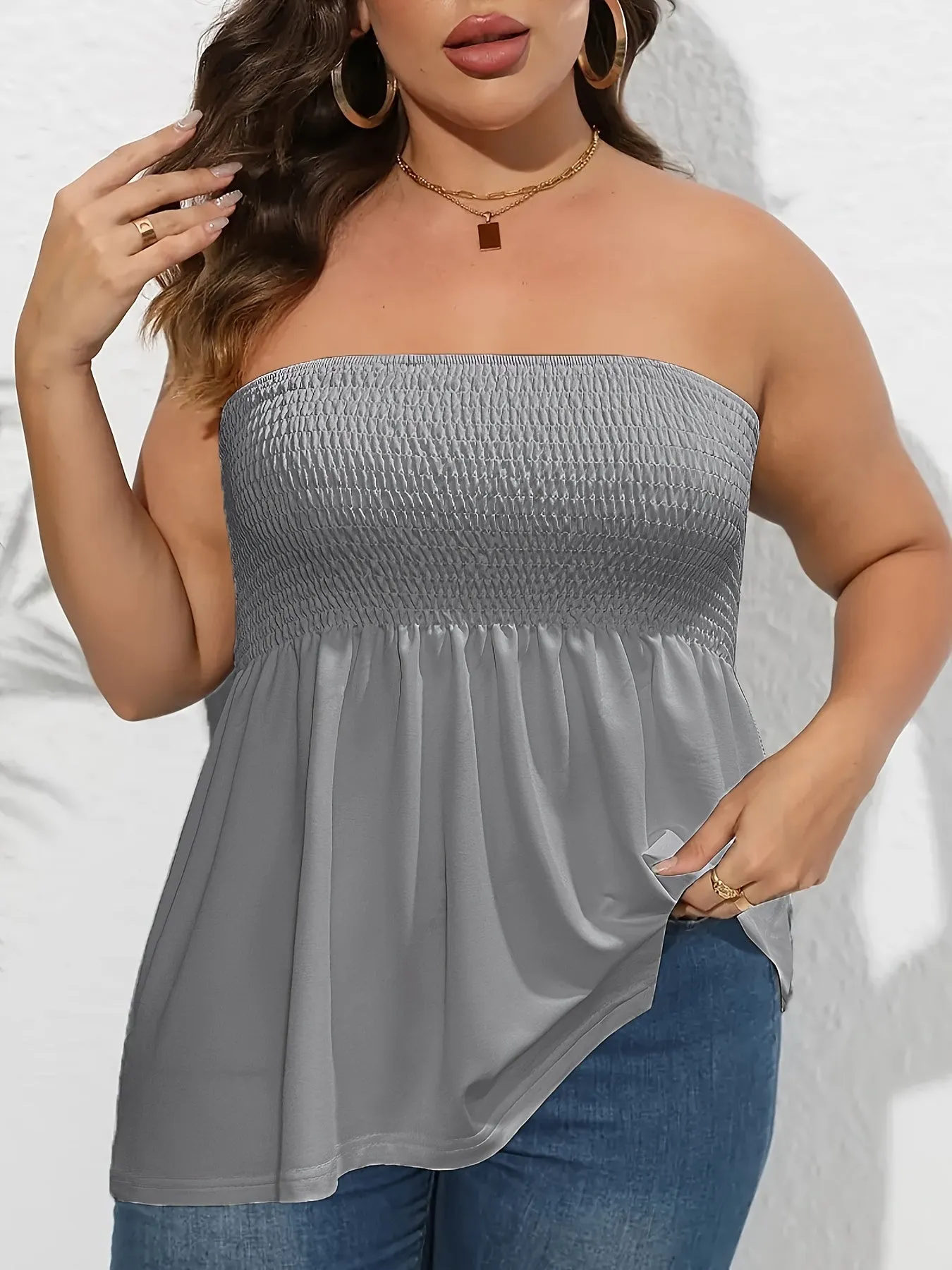 Stylish Strapless Tube Top for Plus Size Women in Summer