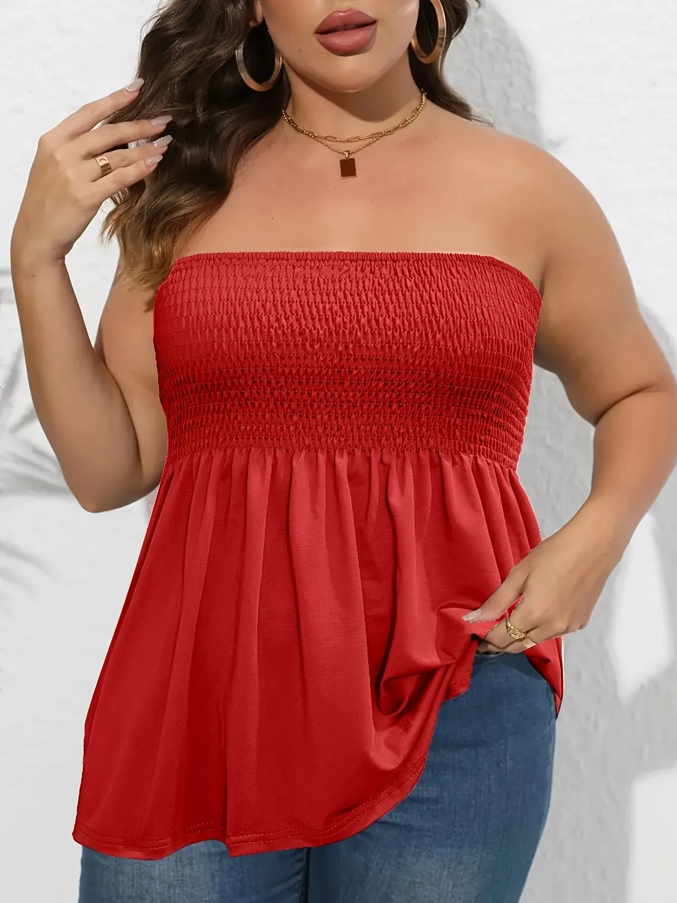 Stylish Strapless Tube Top for Plus Size Women in Summer