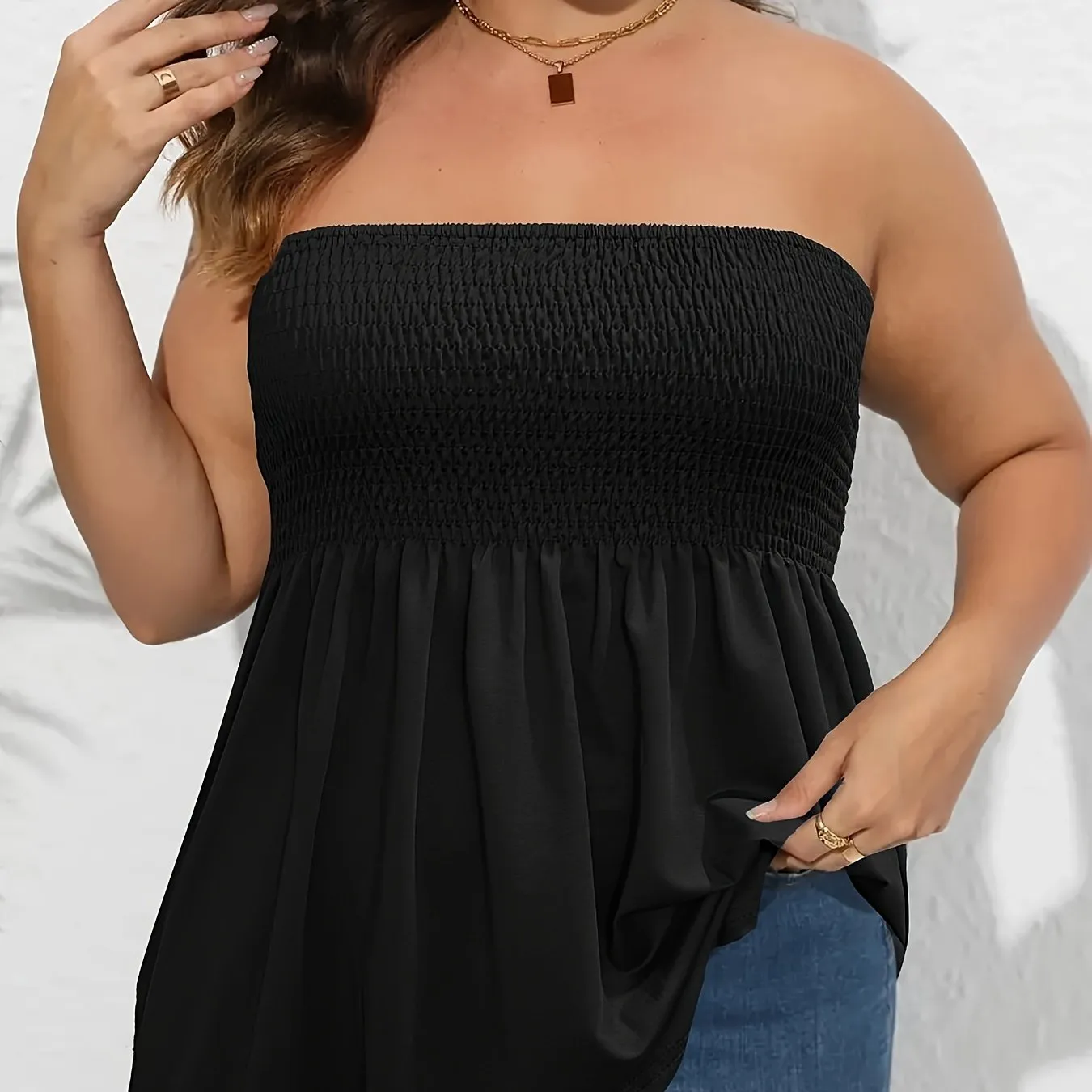 Stylish Strapless Tube Top for Plus Size Women in Summer