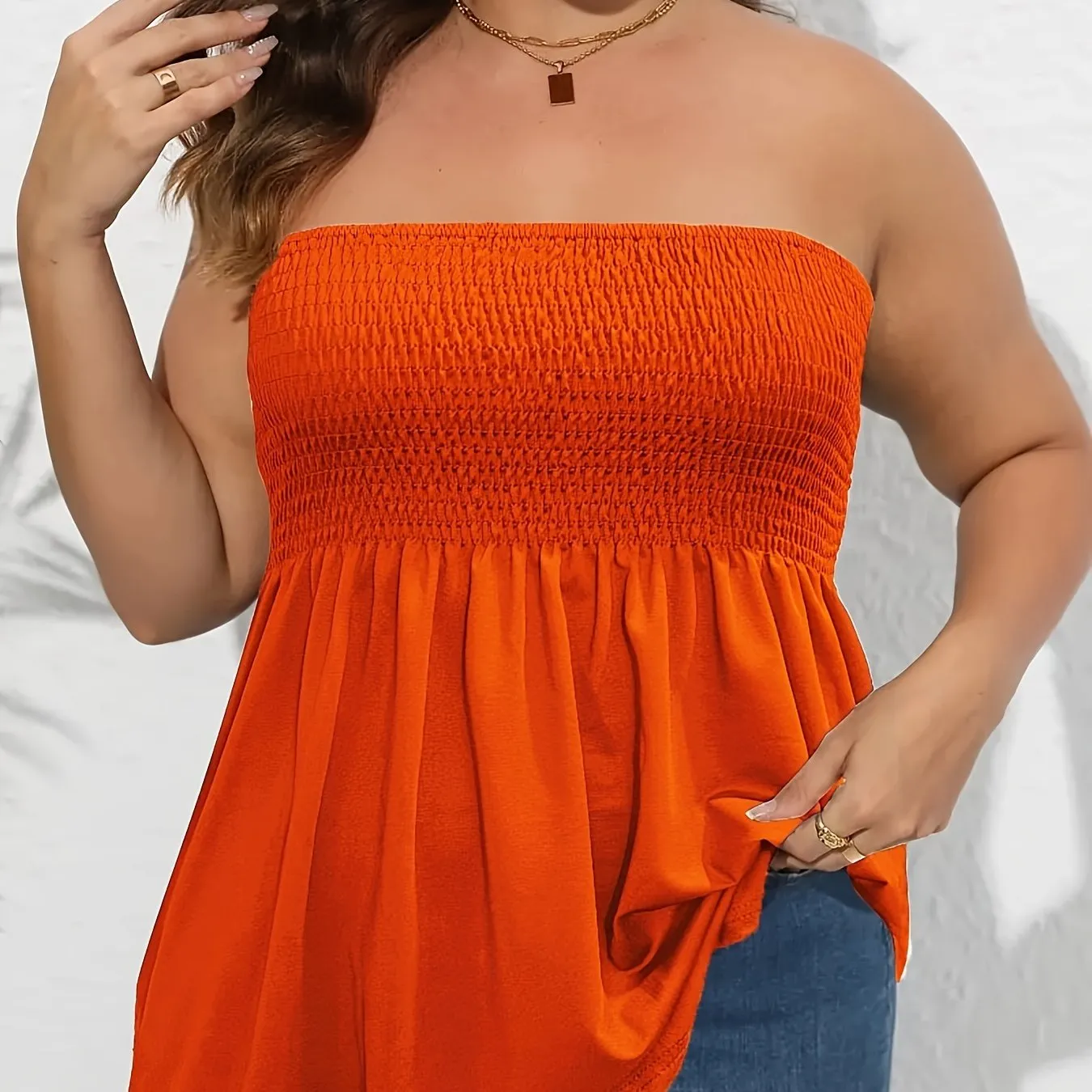 Stylish Strapless Tube Top for Plus Size Women in Summer