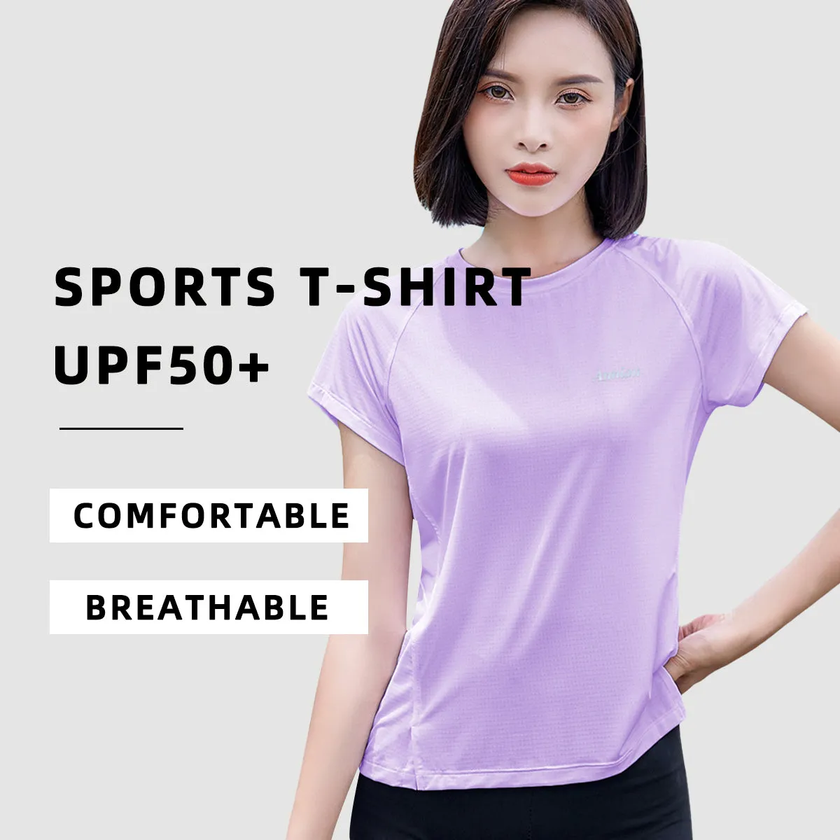 Summer Autumn FashionableQuick-drying Top Women's Short Sleeves Thin Ice Silk Breathable UPF50  Sunscreen T-shirt Fitness Running T shirt