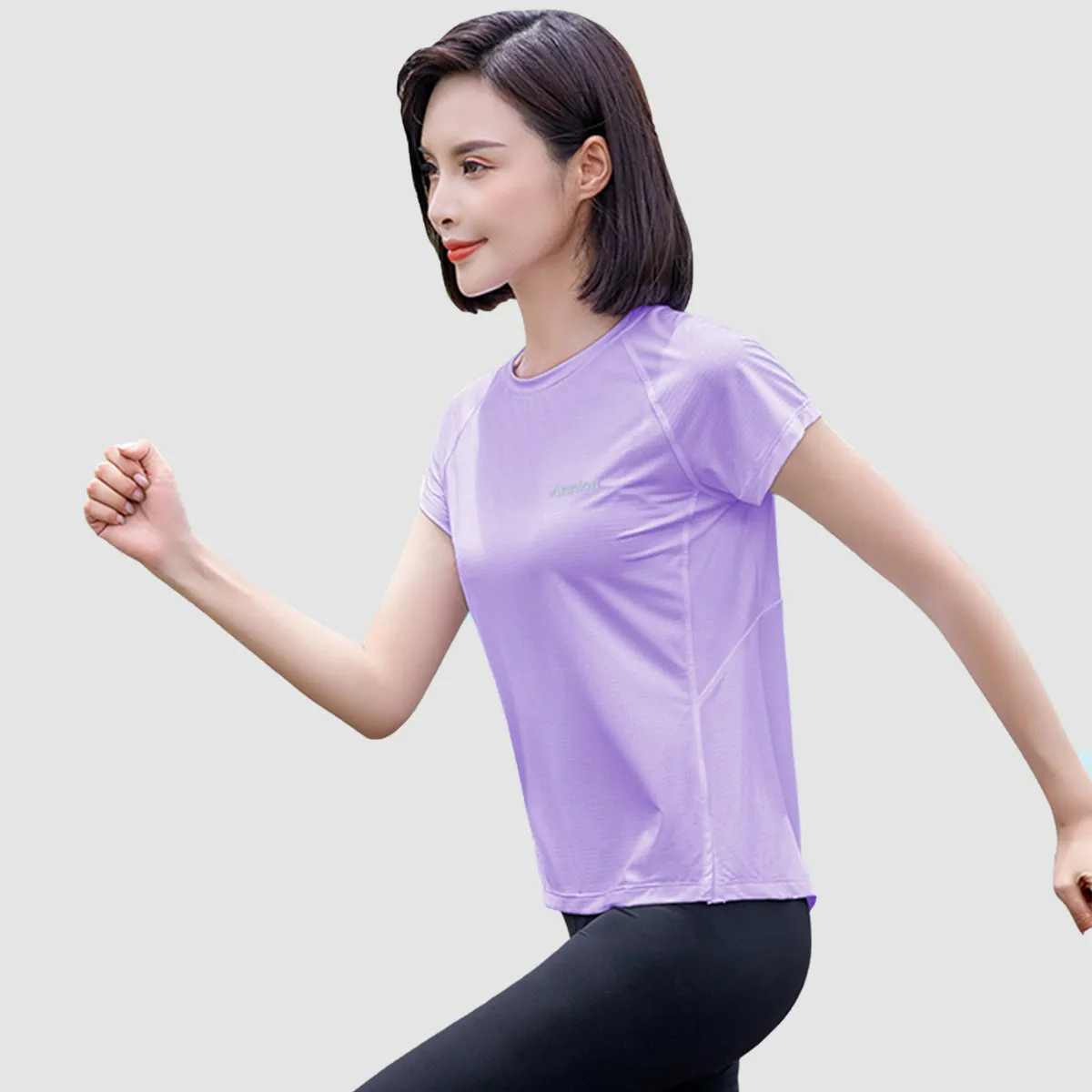 Summer Autumn FashionableQuick-drying Top Women's Short Sleeves Thin Ice Silk Breathable UPF50  Sunscreen T-shirt Fitness Running T shirt