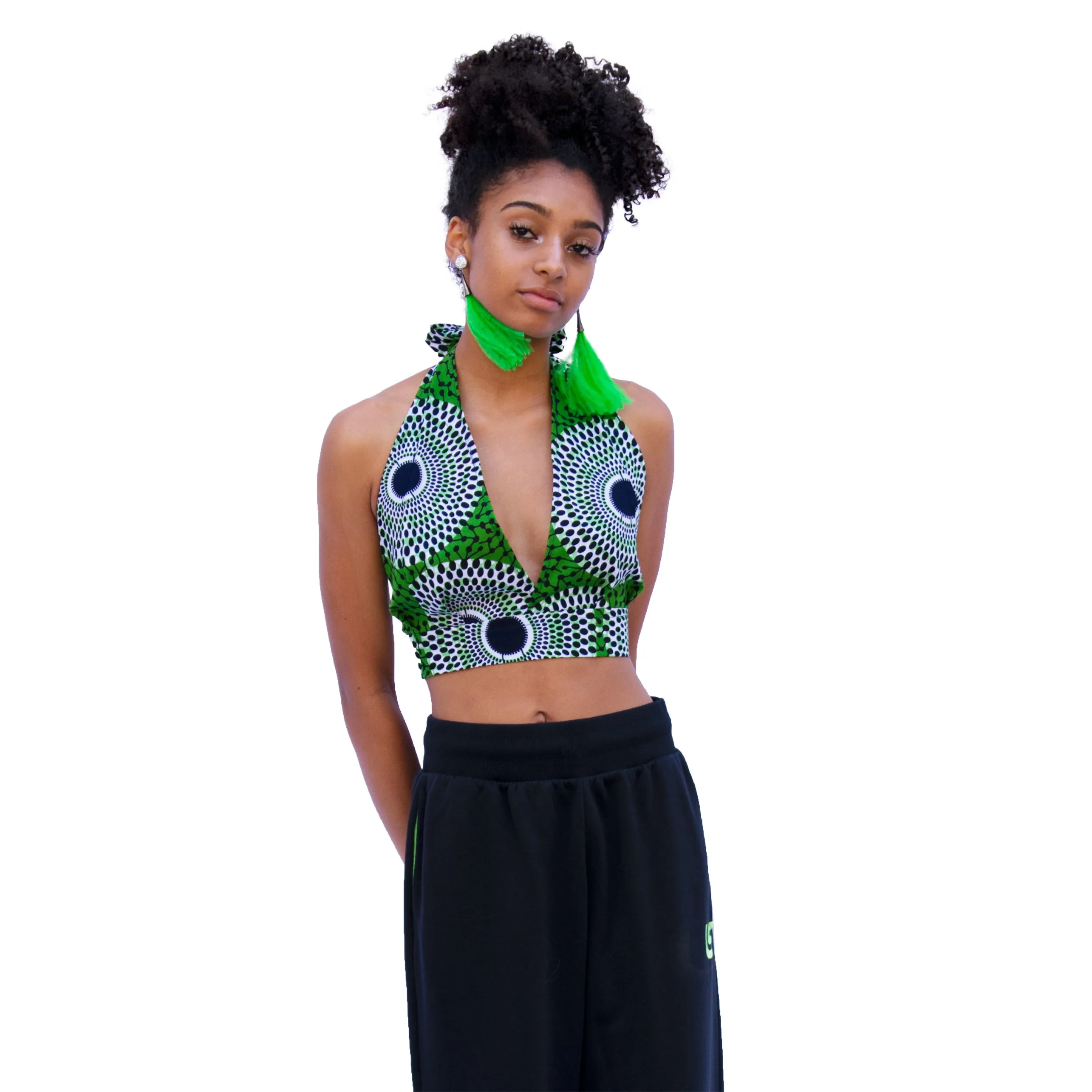 The Chroma Collection Halter Top - Black, White and Green