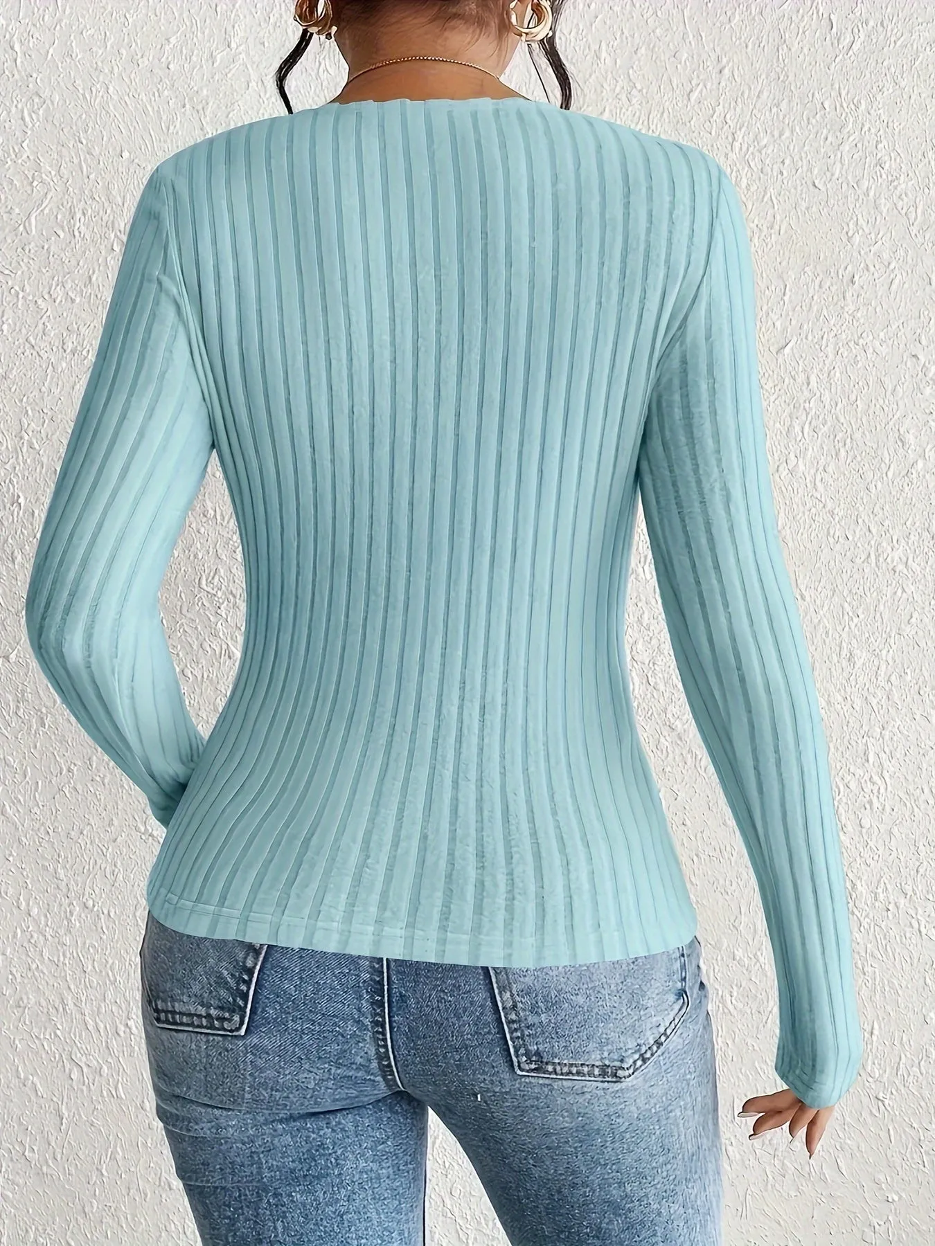 Versatile Square Neck Ruched Long Sleeve Tee for Women