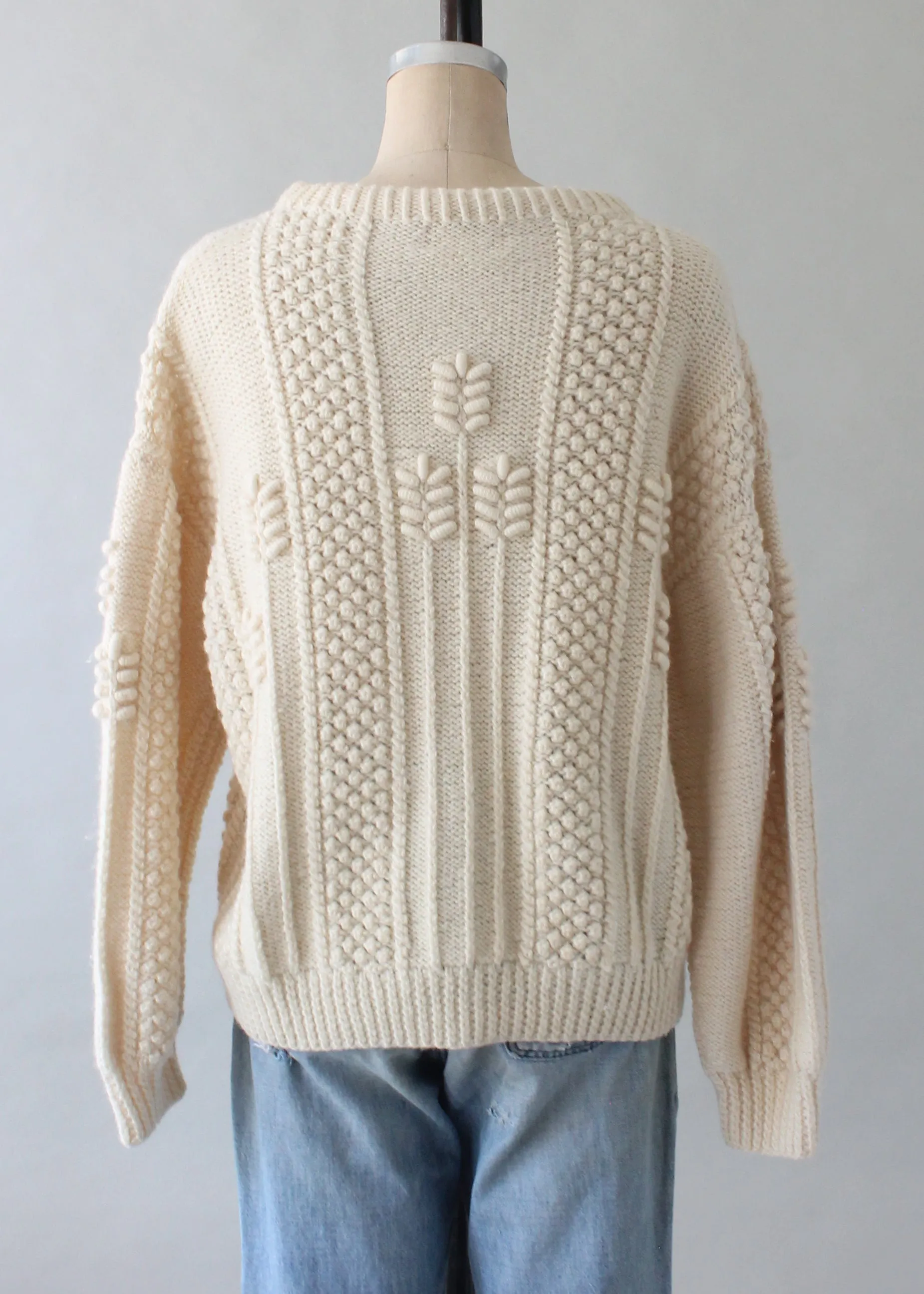 Vintage 1970s Unisex Cable Knit Wool Fisherman Sweater