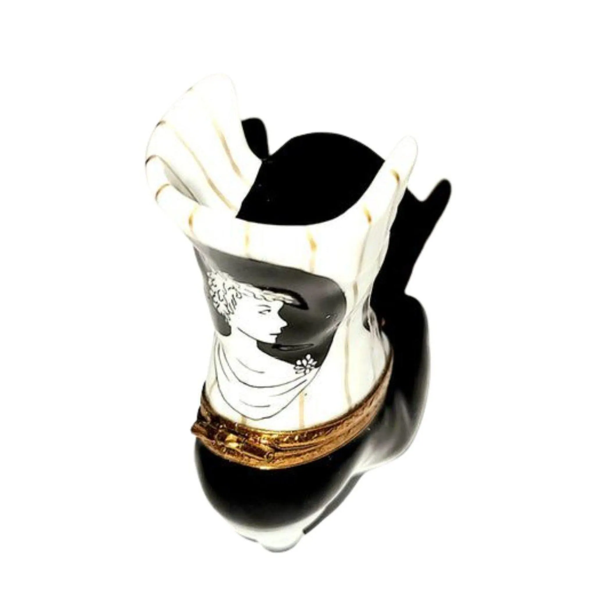 White Black Striped Victorian Boot