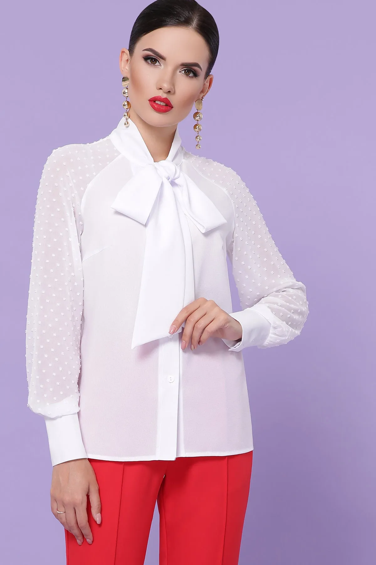 White Blouse With Bow Women Clothing