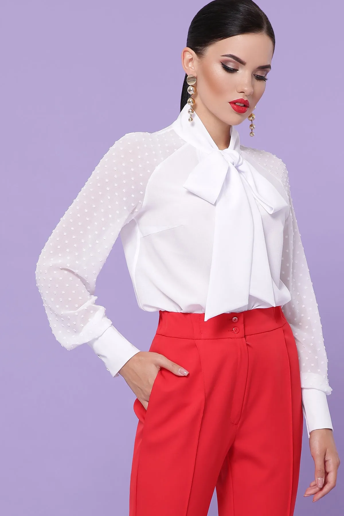 White Blouse With Bow Women Clothing