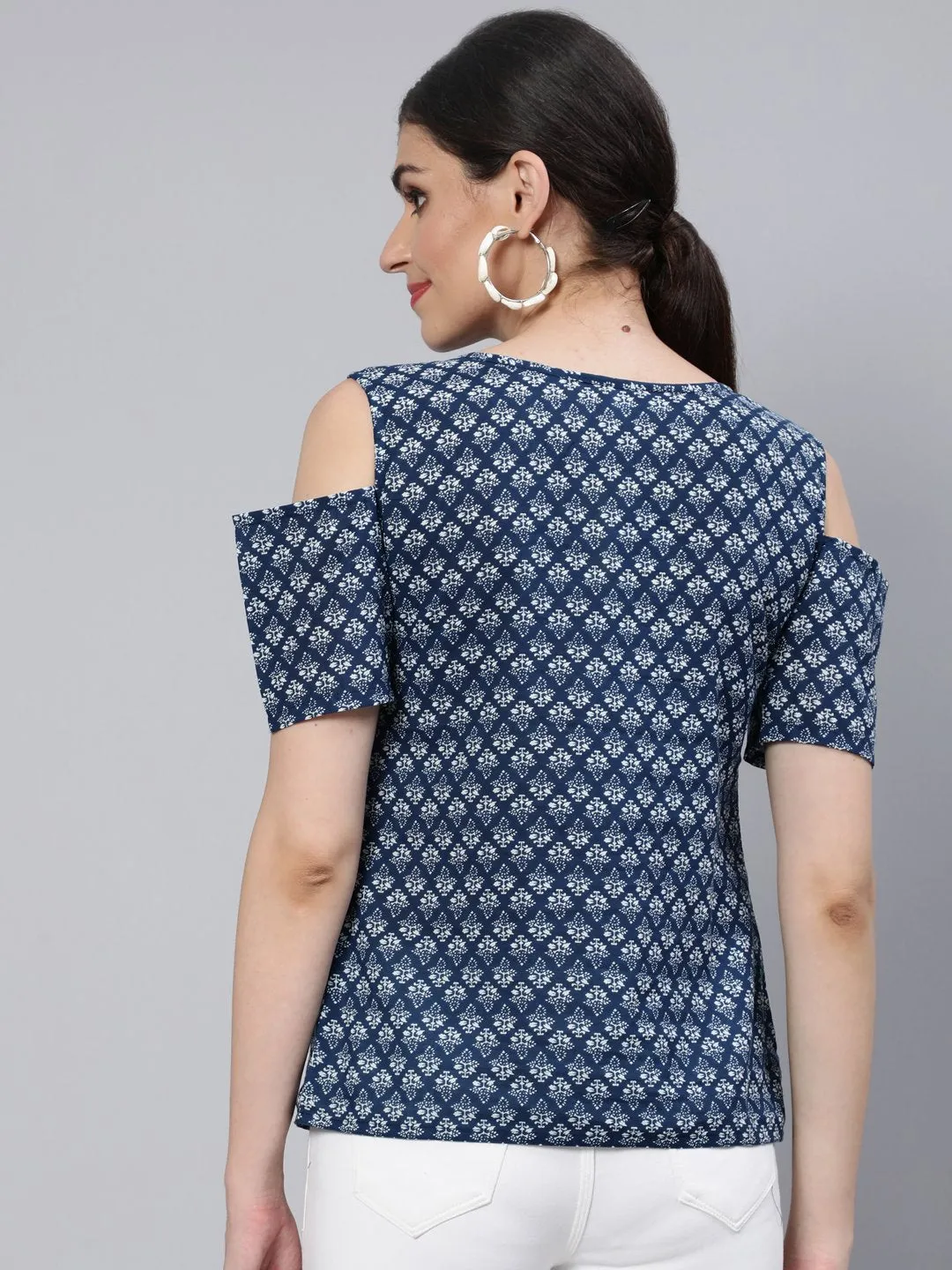 Women Blue Printed Top