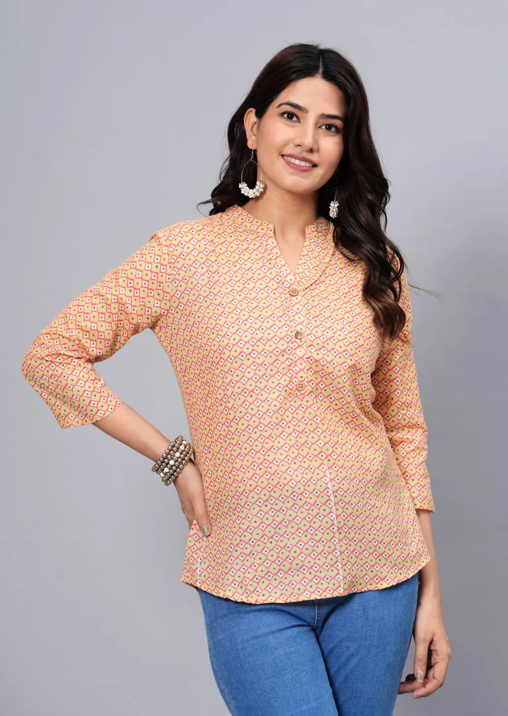 Women Elegant Printed Cotton Top