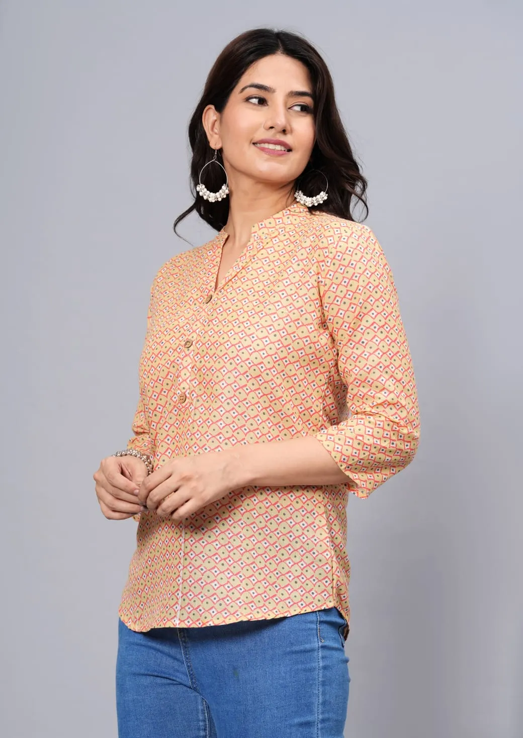 Women Elegant Printed Cotton Top