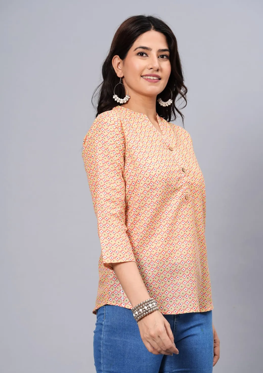 Women Elegant Printed Cotton Top