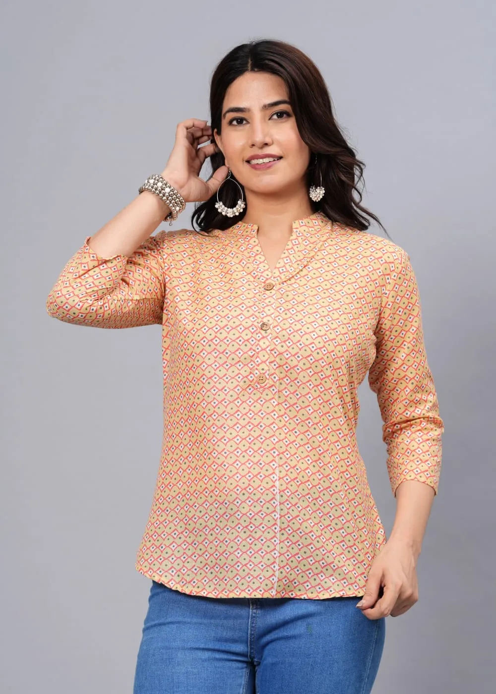 Women Elegant Printed Cotton Top