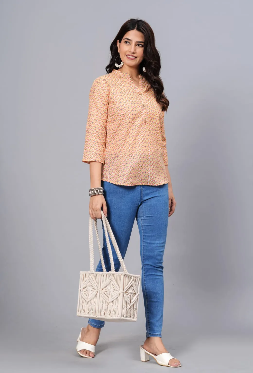 Women Elegant Printed Cotton Top